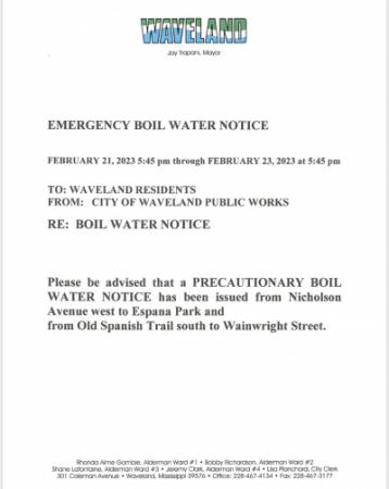 Boil Water Notice Issued